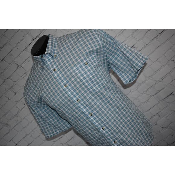 Onward Reserve Spring Dress Shirt Men Size Large Blue Plaid Short Sleeve - Picture 7 of 7